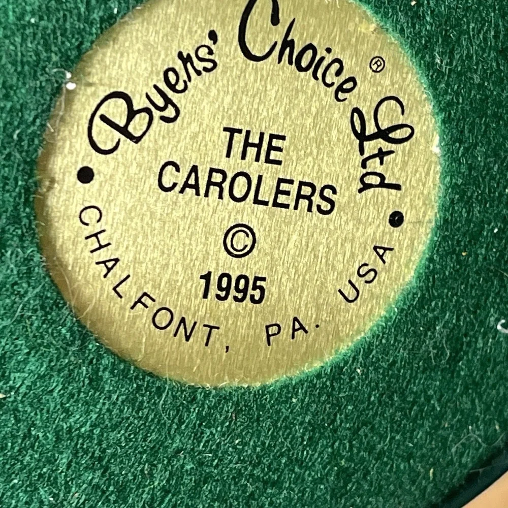 Byers Choice Caroler Woman, Green‎ Fur Coat, Blonde Hair, Long Skirt Vtg 1995